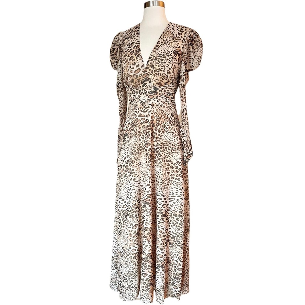 RONNY KOBO Bernadette Dress Animal Print Designer Airy Long Sleeves Maxi Medium - Picture 2 of 13